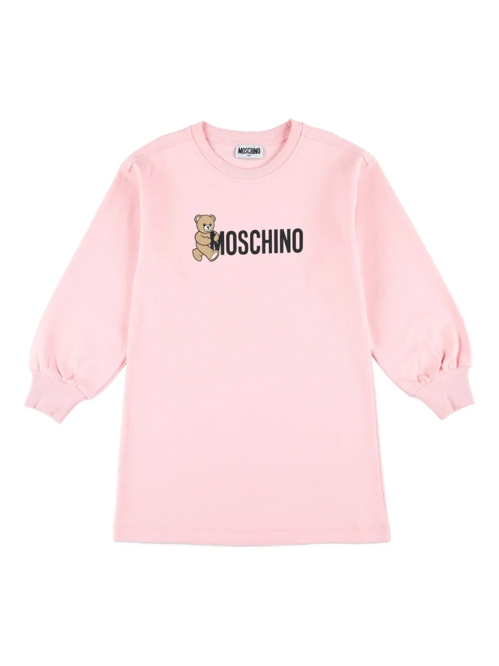 

Короткое флисовое платье с логотипом Тедди Moschino Kids, розовый