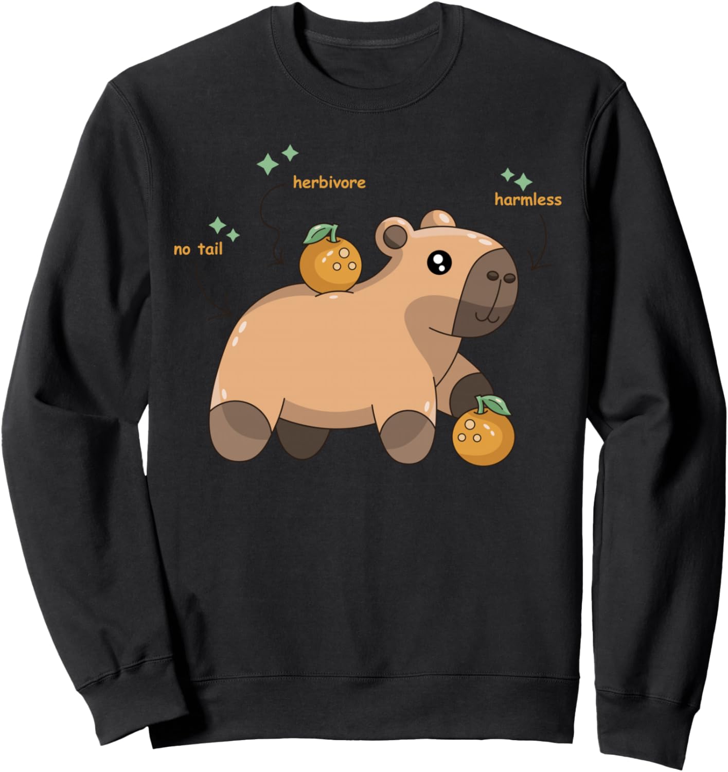 

Анатомия капибары. Милая толстовка для мальчиков и девочек с изображением грызуна или домашнего животного Capivara Capy Lover Meme Oranges Apparel Co., черный