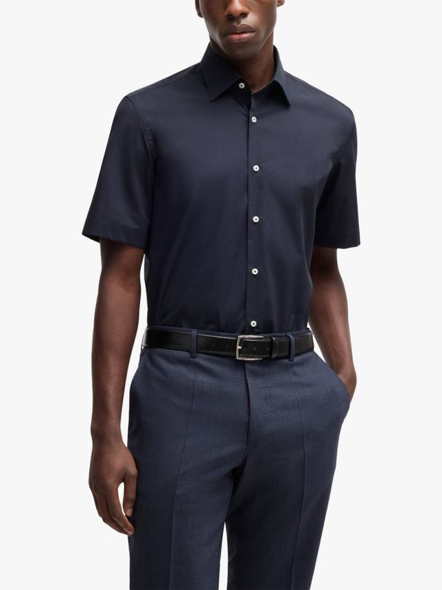 

BOSS Cotton Regular Fit рубашка с короткими рукавами HUGO BOSS, Dark Blue