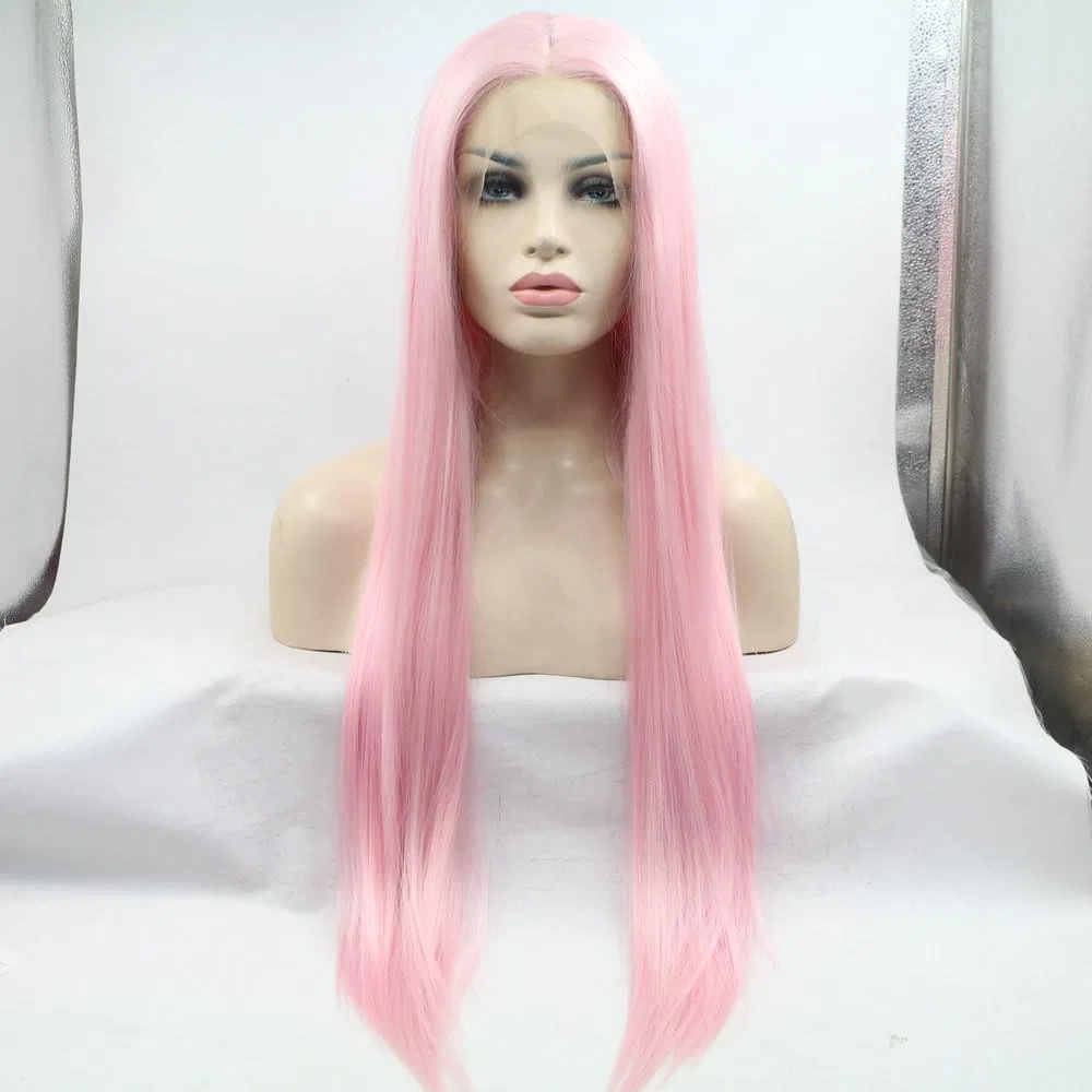 Длинный прямой цветной парик с имитацией кожи головы, 13x3 дюйма Serenewig, Pastel Baby Pink — фото 2