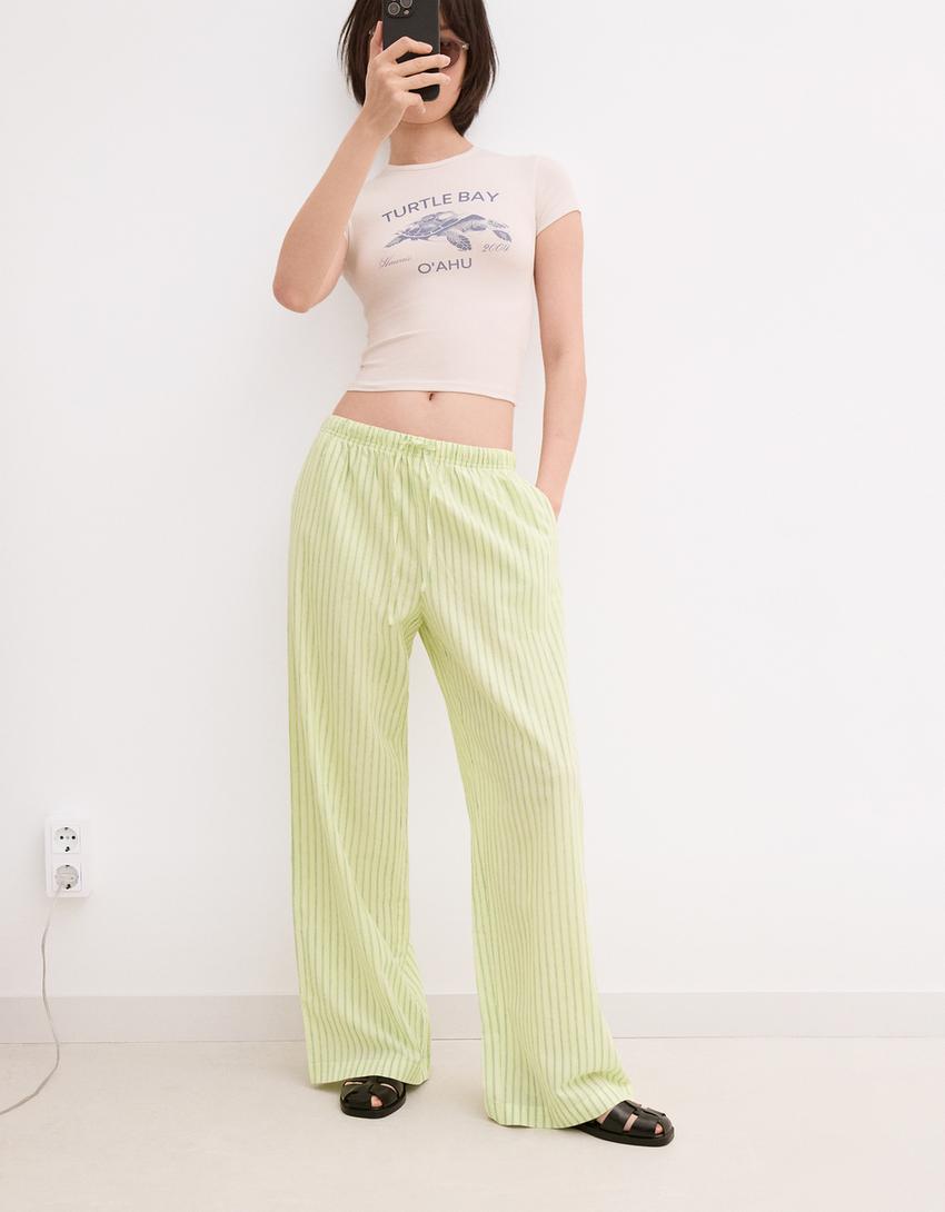 

Широкие брюки Bershka, зеленый
