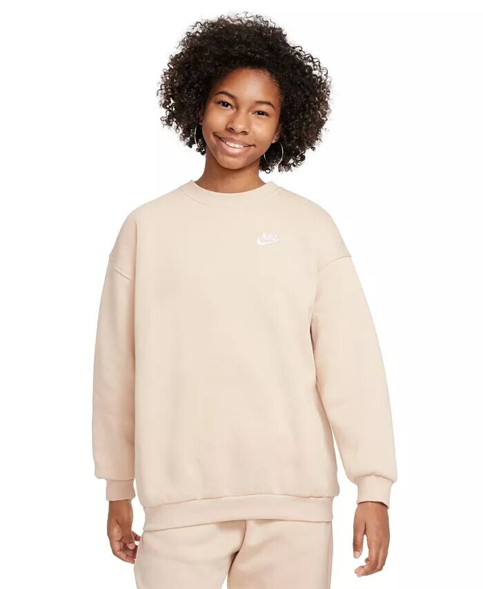 

Флисовый свитшот оверсайз для Big Girls Sportswear Club Nike, белый