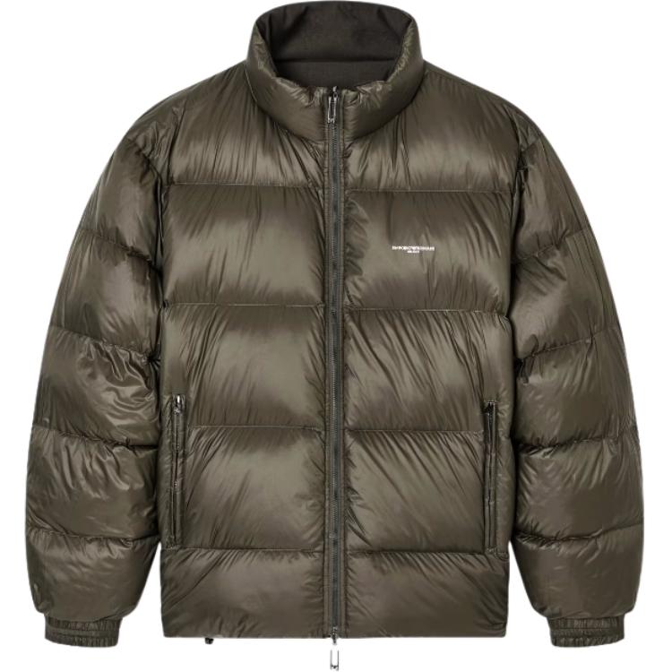 

Реверсивная куртка пуховая из смесовой шерсти твил EMPORIO ARMANI, зеленый