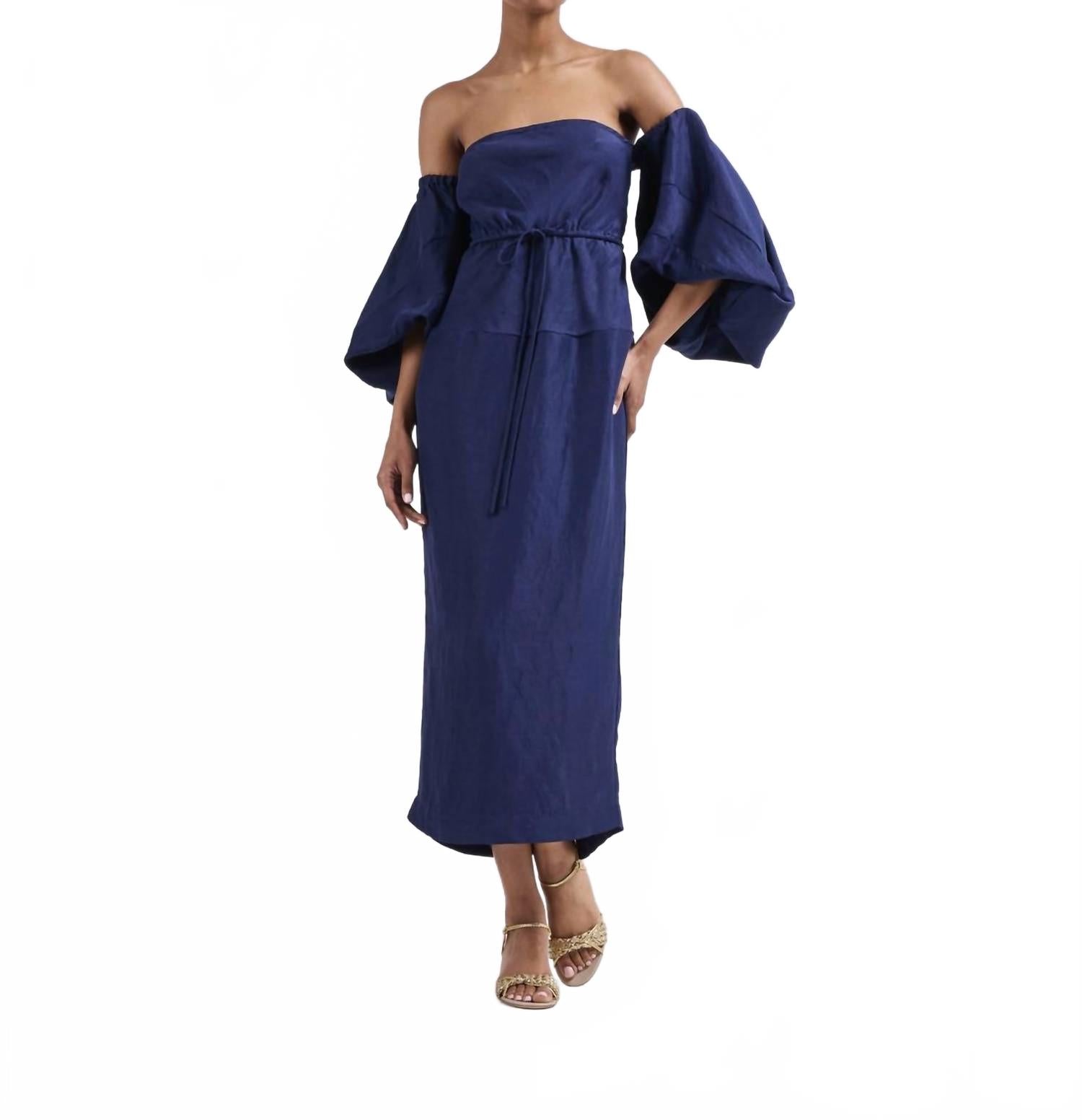 

Макси-платье с рукавами-фонариками в темно-синем цвете Rosie Assoulin