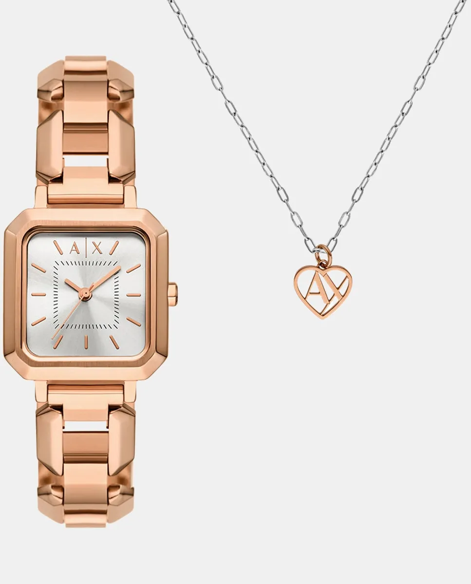 

AX7167SET Женские часы из розовой стали Armani Exchange, розовый
