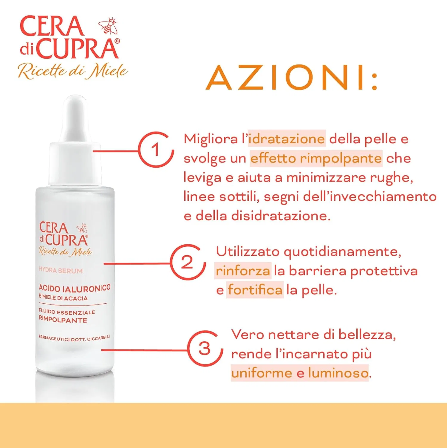 Эссенция Cera Di Cupra — Для лица Hydra Serum с гиалуроновой кислотой и медом акации, 30 мл — фото 3