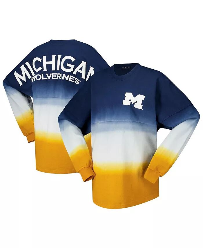 

Женская темно-синяя/белая майка Michigan Wolverines Ombre с длинным рукавом, окрашенная методом крашения Spirit Spirit Jersey