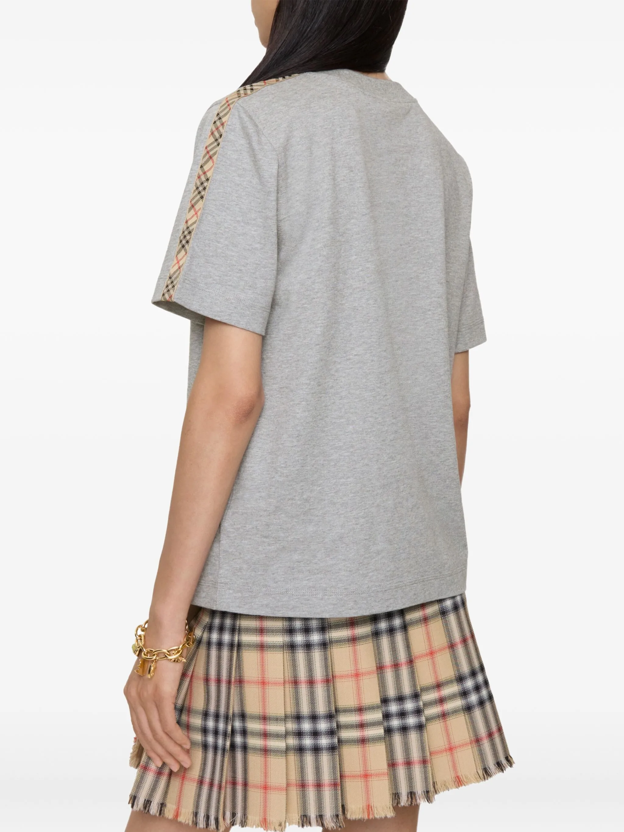 Футболка Burberry, клетка, серый — фото 3