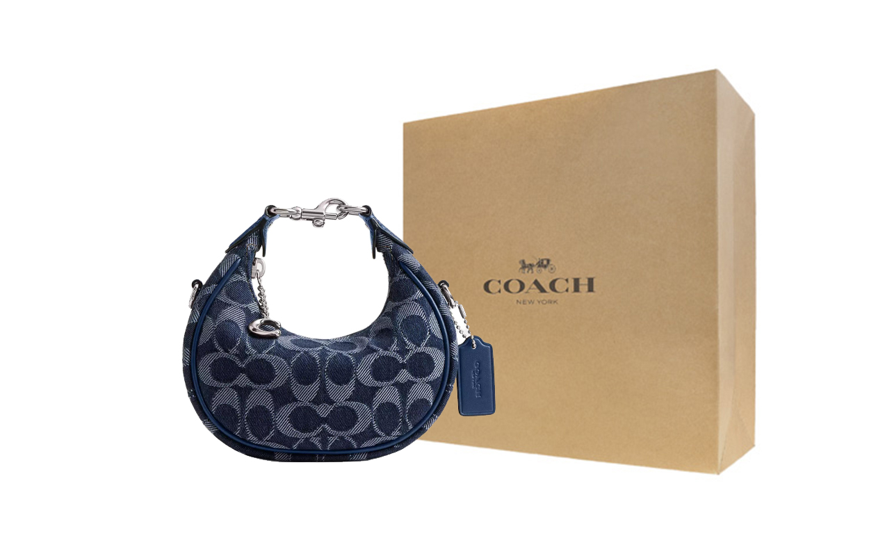 

COACH Джинсовая сумка через плечо миниатюрная женская синяя
