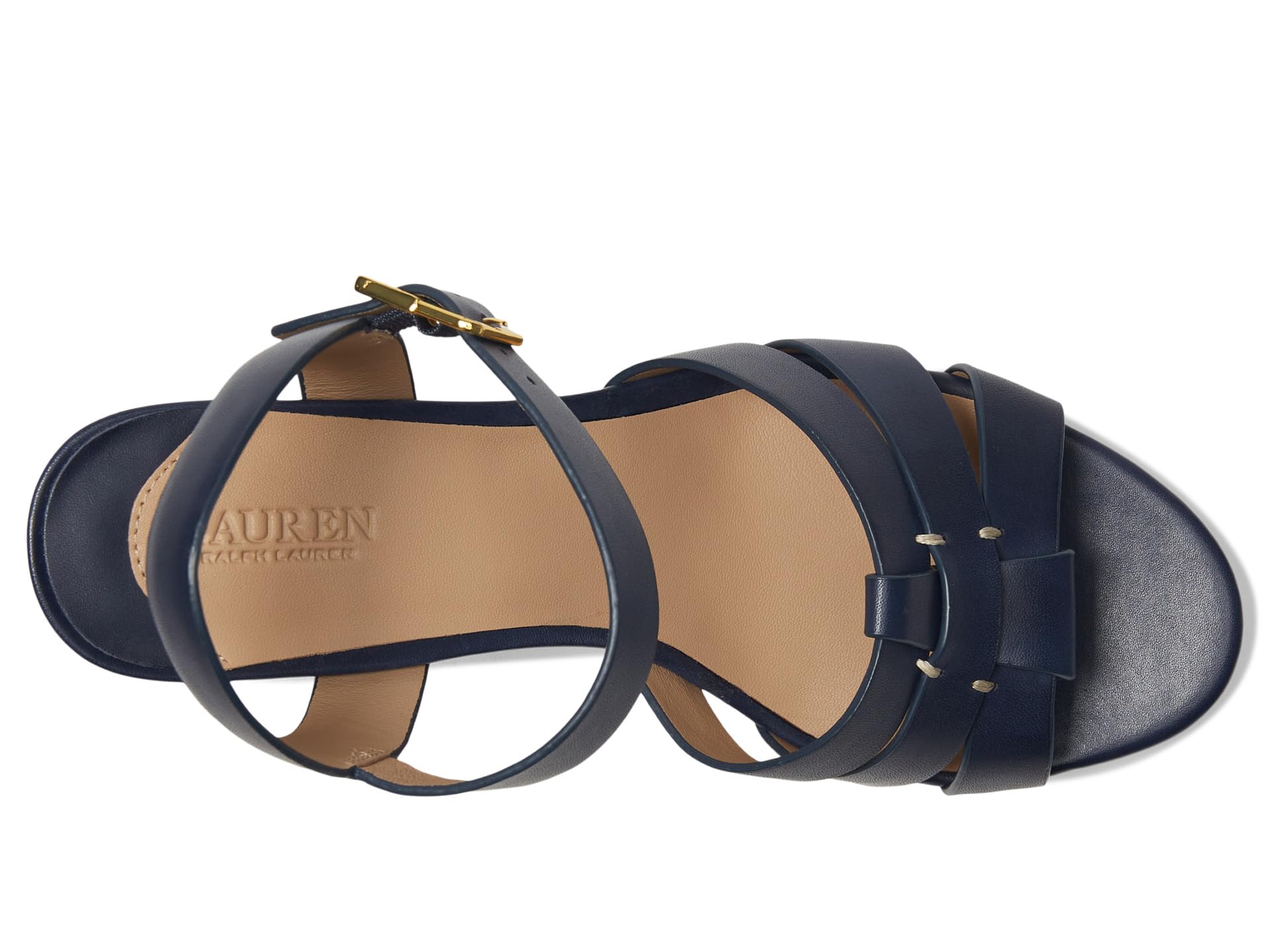 Сандалии Lauren Ralph Lauren Soffia Burnished Leather Sandals, цвет Refined Navy — фото 2