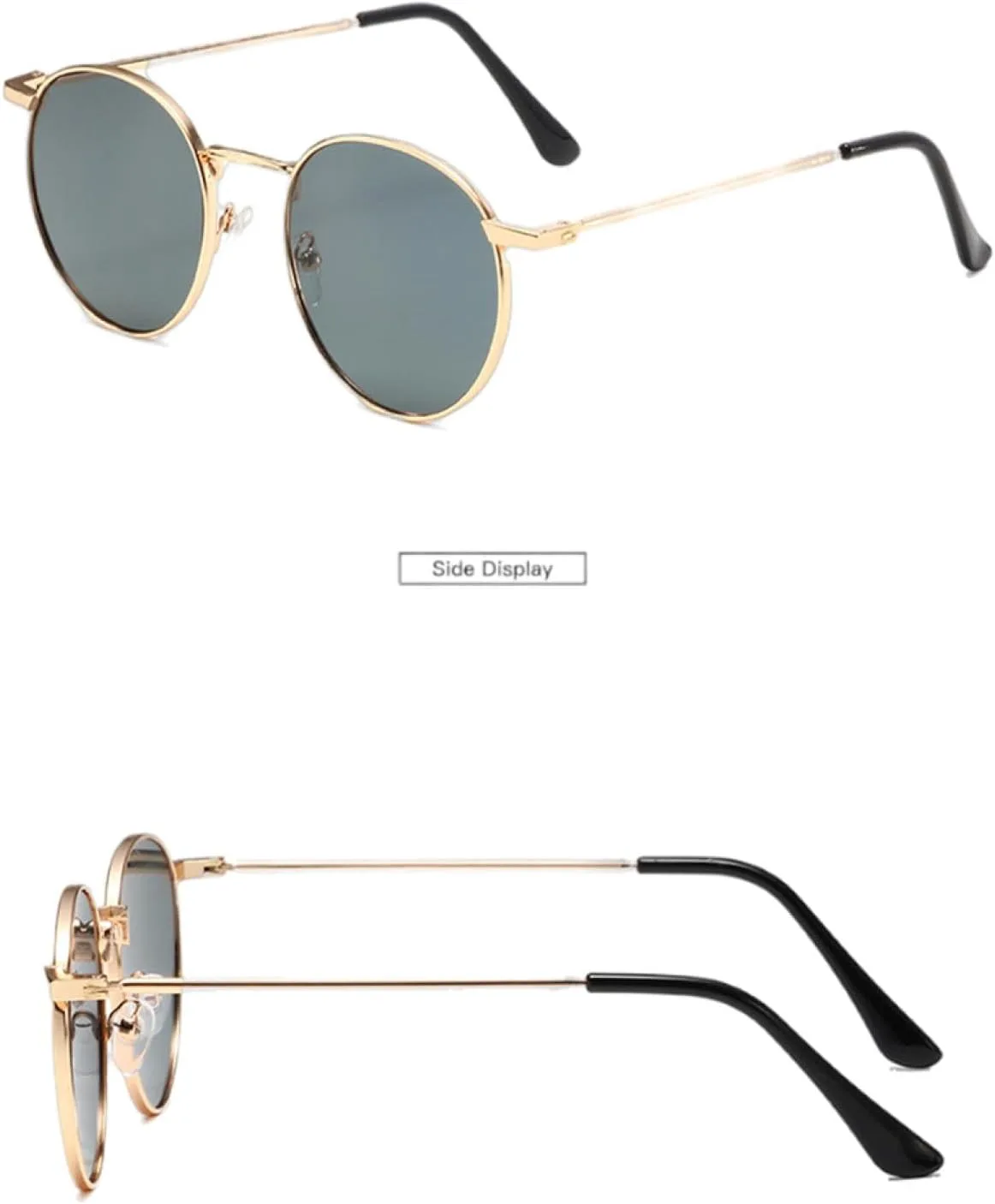 

Ретро круглые солнцезащитные очки в металлической оправе, модные, с прозрачными линзами с градиентом цвета "океан", защита от УФ-излучения UV400 TOIPASTN, Black Gray