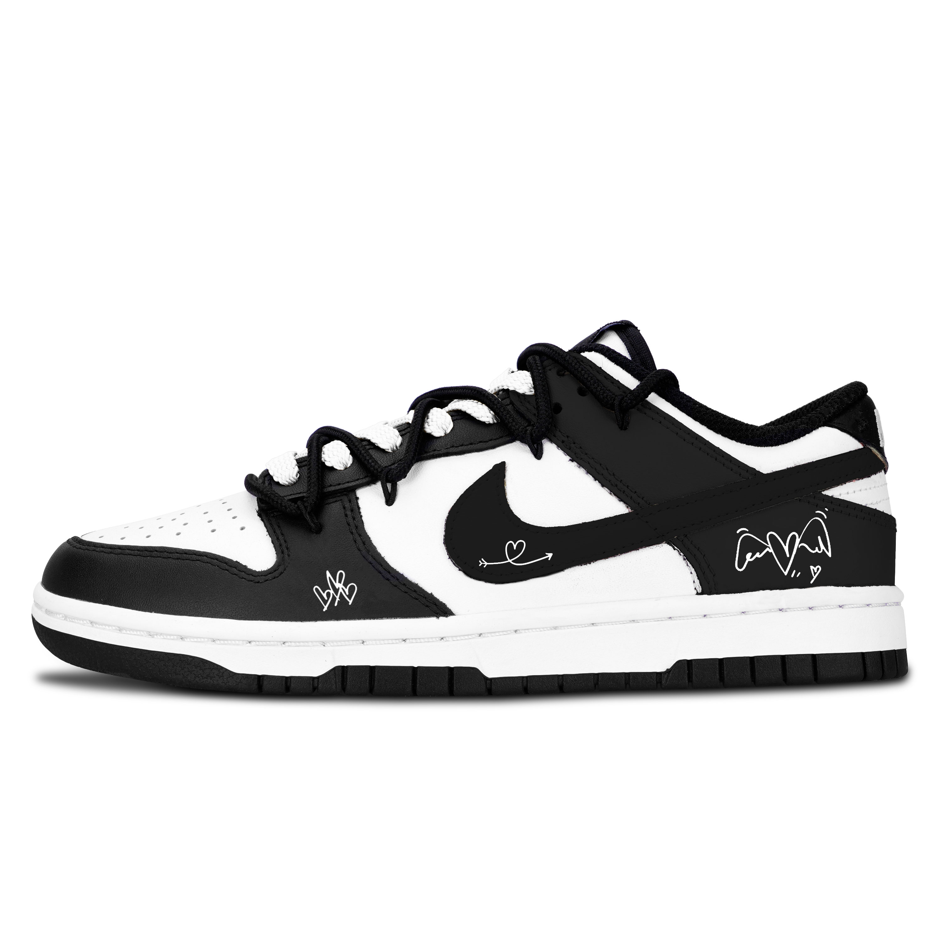 Nike Детские низкие скейтбордистские кроссовки Dunk Heart Trace Mark с противоскользящей подошвой и легкой амортизацией, черные, унисекс — фото 3