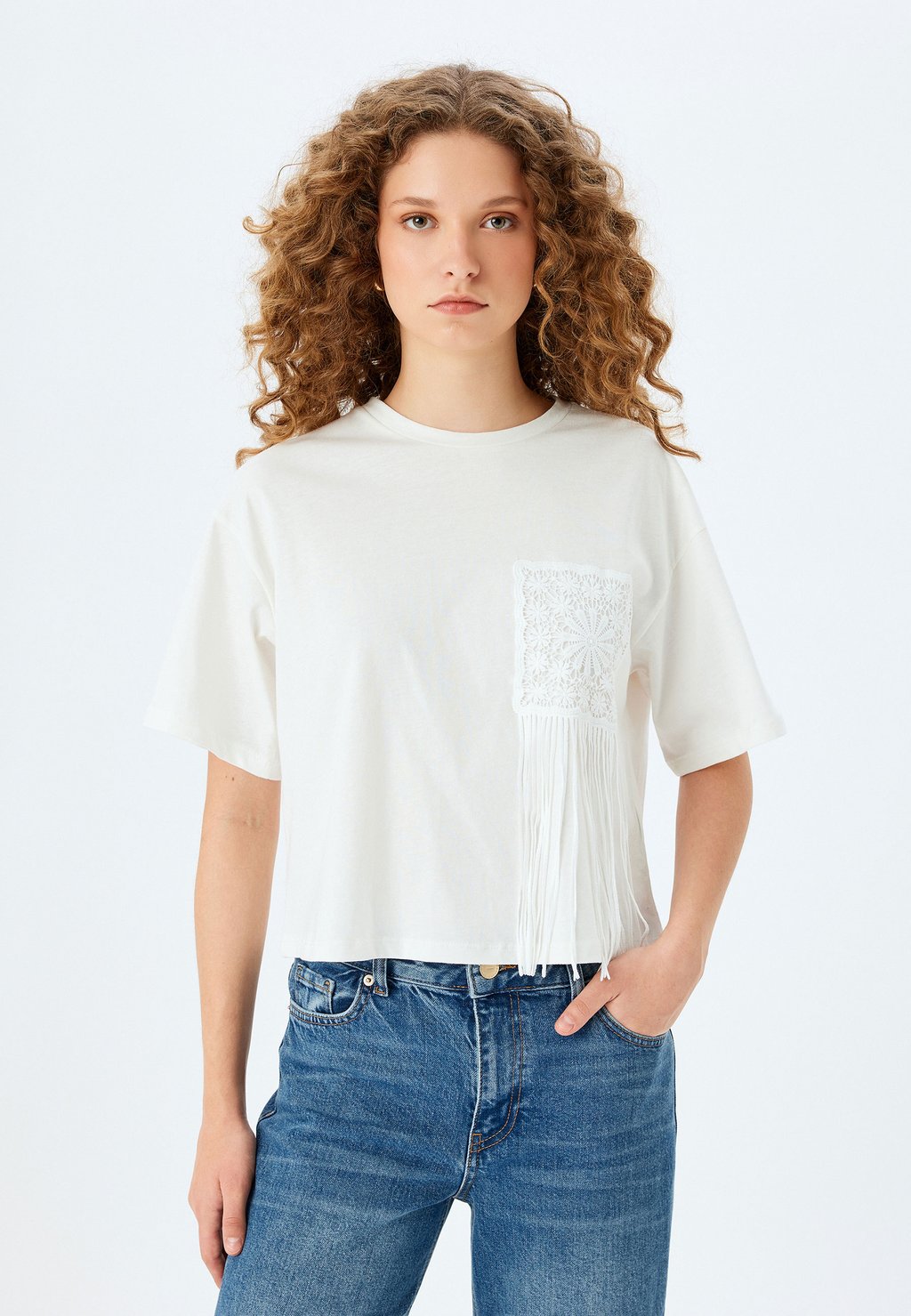 

Футболка с принтом SHORT SLEEVE Koton, бежевый