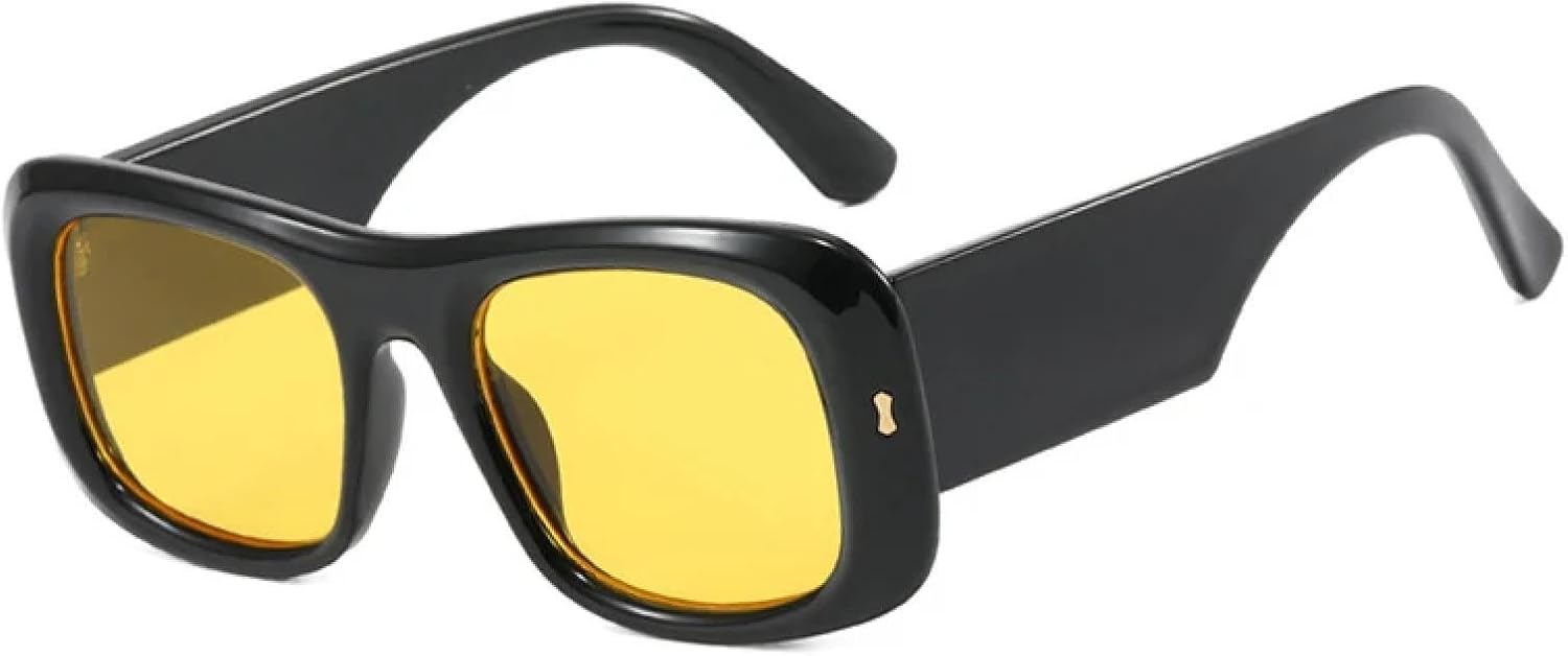 

Популярные модные женские солнцезащитные очки конфетных цветов, ретро-очки с заклепками, мужские модные очки с широкими дужками, градиентные очки с защитой от УФ-излучения UV400 HHZZYVY, Black Yellow