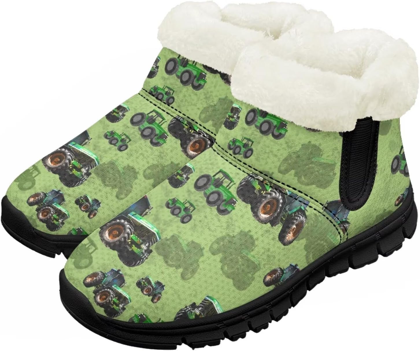 

Детские зимние ботинки для девочек и мальчиков, теплые обувь с меховой подкладкой, противоскользящие модные ботильоны Chririnla, Truck Print