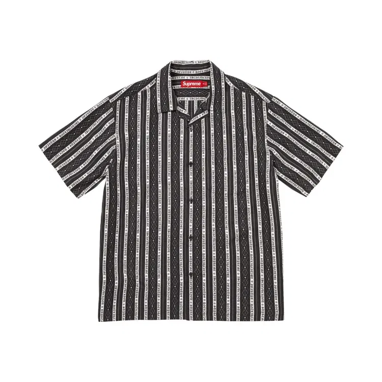Шелковая рубашка с коротким рукавом Supreme Old English Stripe, черный