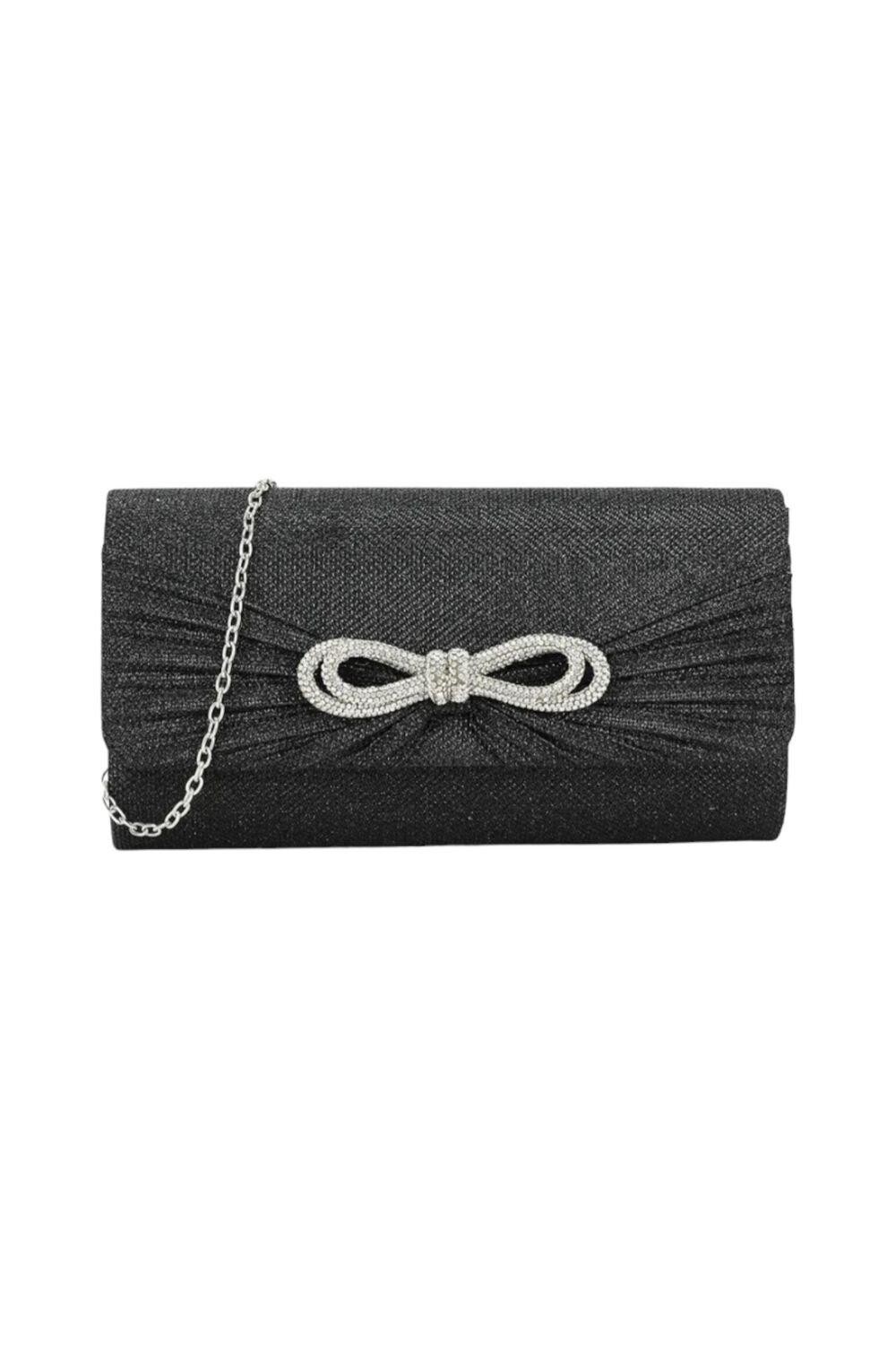 

Блестящий клатч с бантом из страз LL Accessories, черный