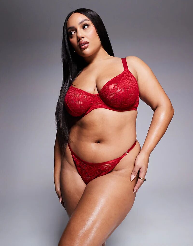 

Кружевные стринги-танга Curve Margot от ASOS DESIGN красного цвета Asos Curve