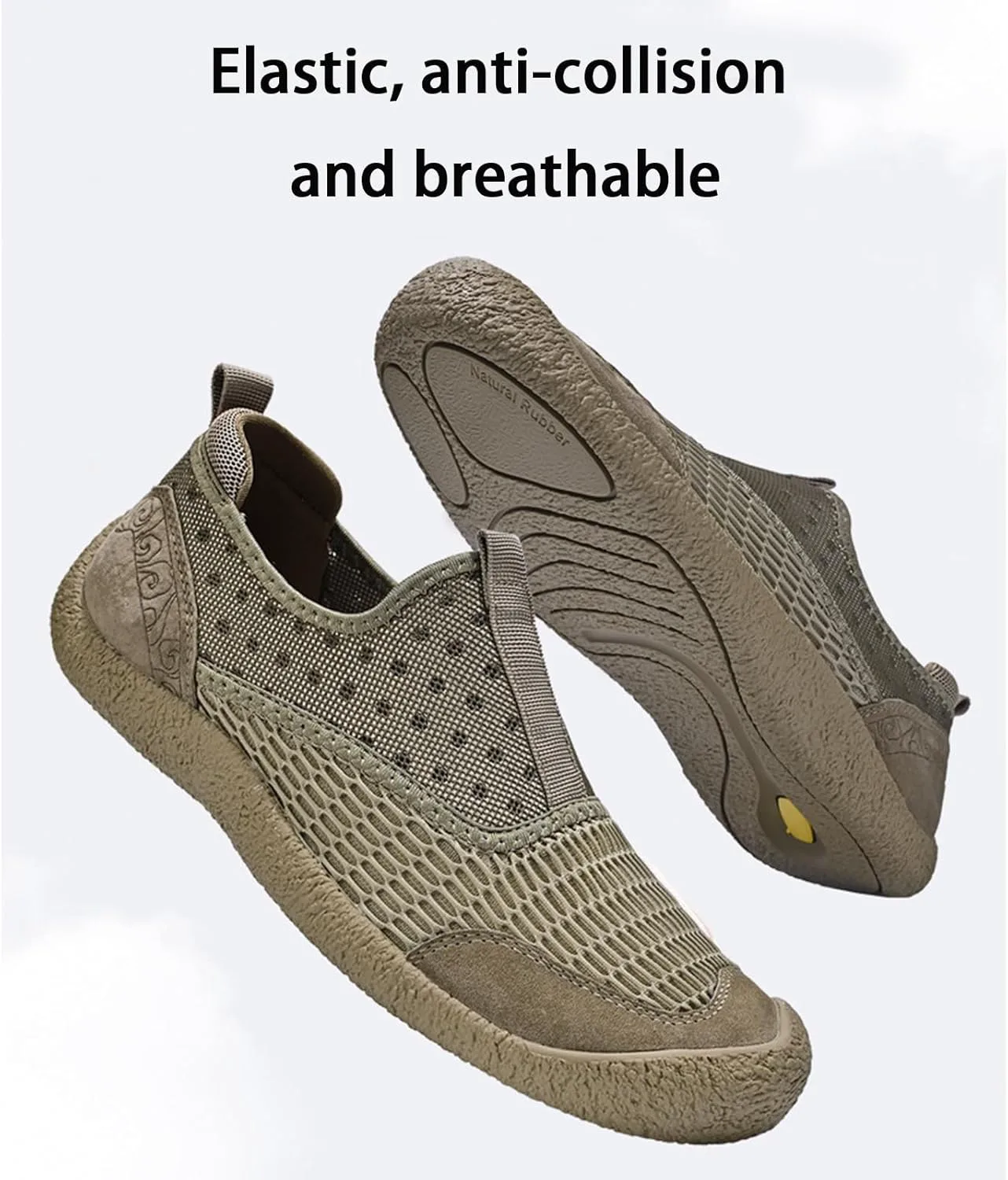 

Мужские кроссовки на слипоне с дышащей сеткой, модные, с круглым носком, комфортные, с эффектом увеличения роста, повседневные, противоскользящие и износостойкие, для прогулок на улице и спортивных тренировок NEUUGO, зеленый