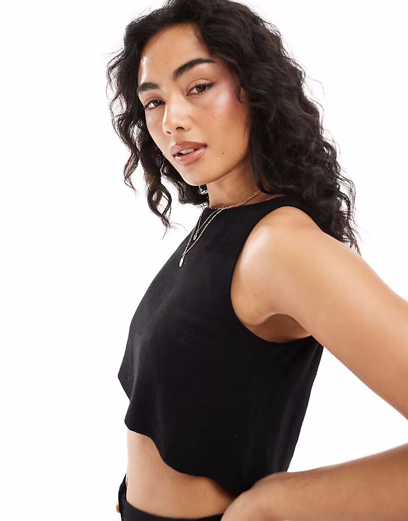 

Топ без рукавов ASOS DESIGN из черного льна, комплект