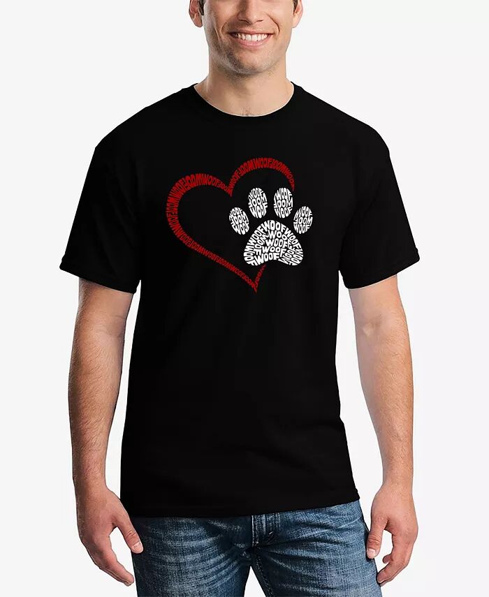 

Paw Heart - Мужская футболка с надписью Word Art LA Pop Art, черный