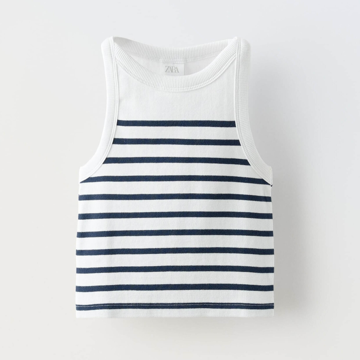 

Топ Zara Summer Camp Striped, белый/темно-синий