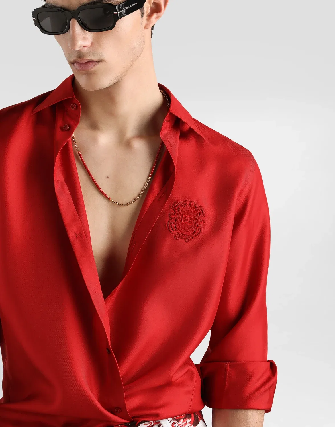 Рубашка Martini из шелкового твила Dolce & Gabbana, красный — фото 4