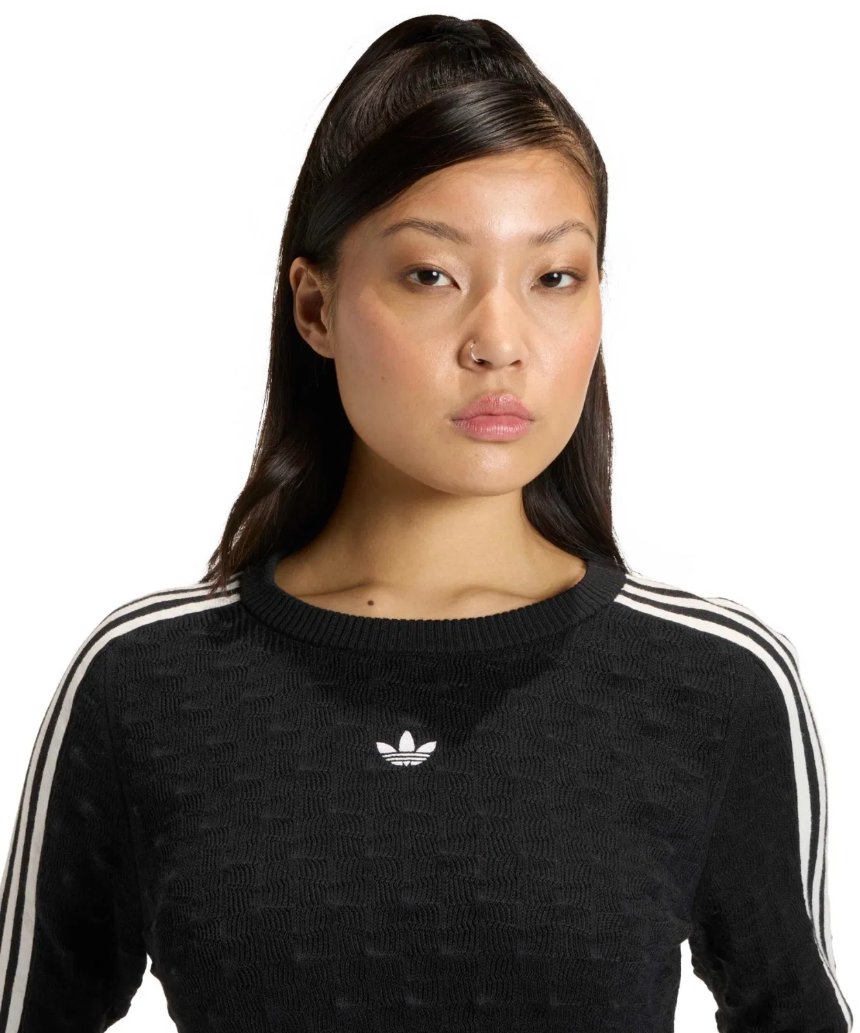 Свитшот adidas Slim Solid Spike Knit, из полиэстера и шерсти, чёрный — фото 3