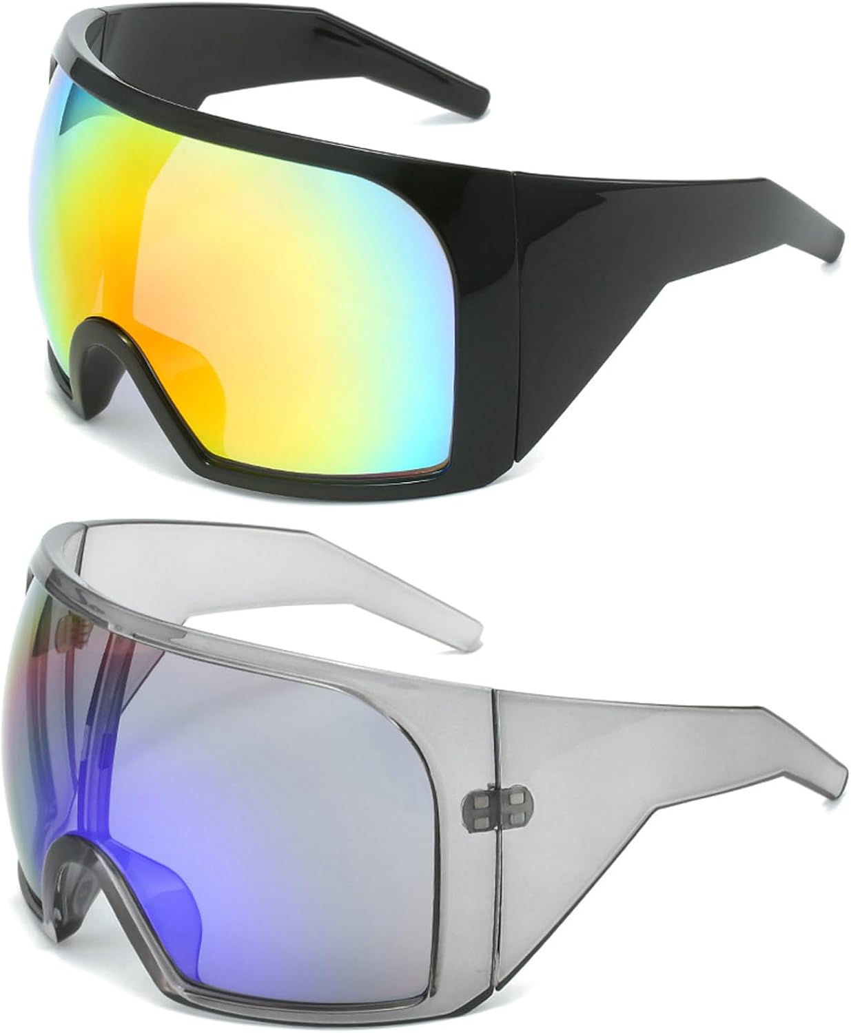 

Крупные цельные солнцезащитные очки для женщин и мужчин, модные квадратные солнцезащитные очки в стиле панк, большие очки с защитой от УФ-излучения UV400 mincl, 2pcs-red&blue