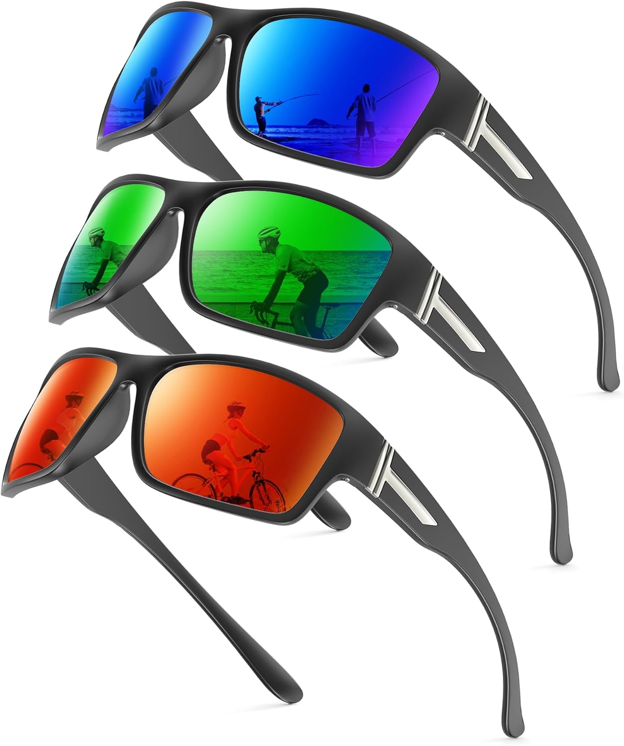 

Поляризованные солнцезащитные очки KALIYADI для мужчин и женщин, спортивные солнцезащитные очки: поляризованные солнцезащитные очки для мужчин и женщин с защитой UV400 для рыбалки и гольфа, A08-dark Blue+green+red