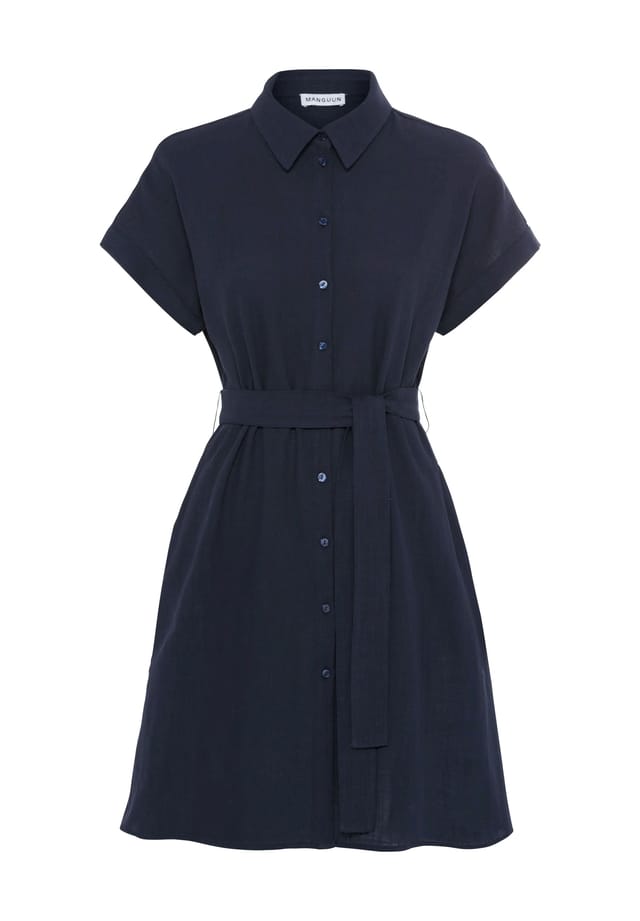 

Платье-Рубашка с хлопковым поясом Manguun, синий