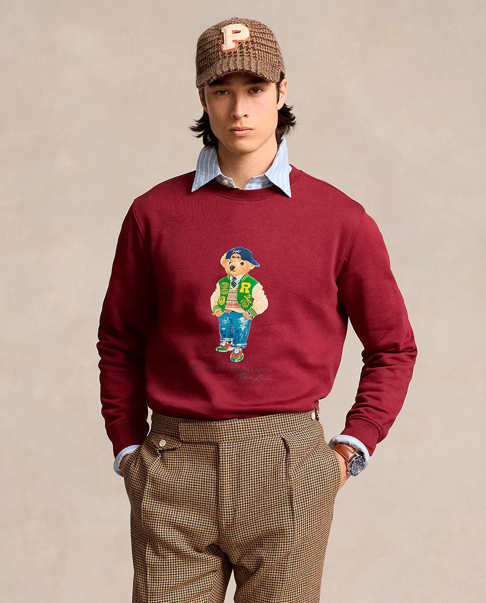 

Мужская плюшевая толстовка с мишкой поло Polo Ralph Lauren, красный