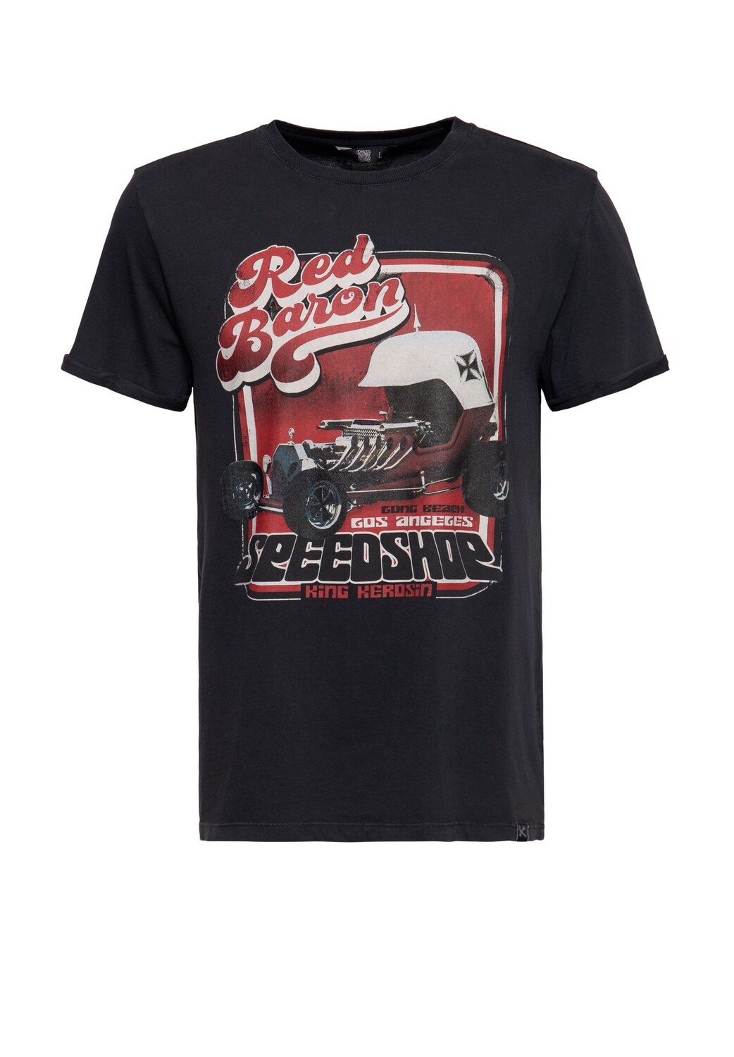 

Рубашка с принтом Acidwash и принтом спереди Red Baron Long Beach KING KEROSIN, черный