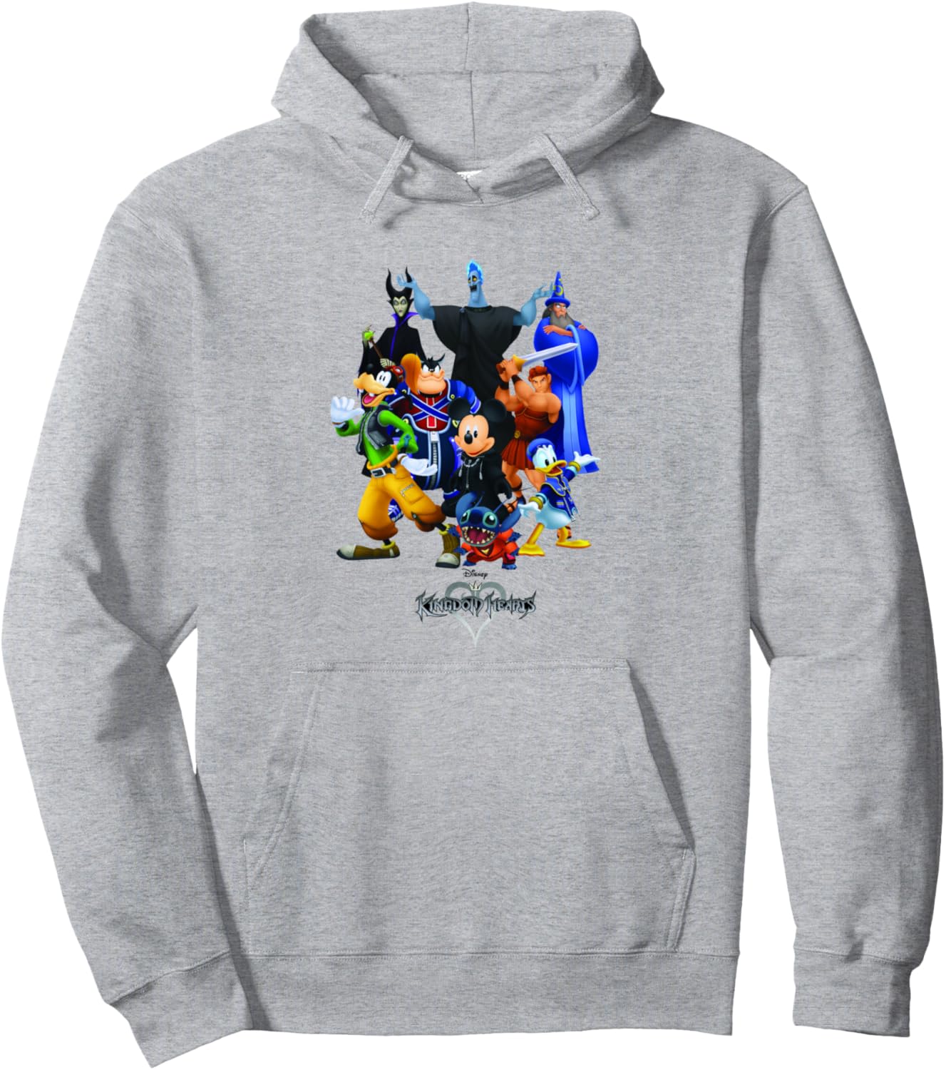 

Худи с логотипом Disney Kingdom Hearts Magical Characters Mash Up Chest Logo, серый