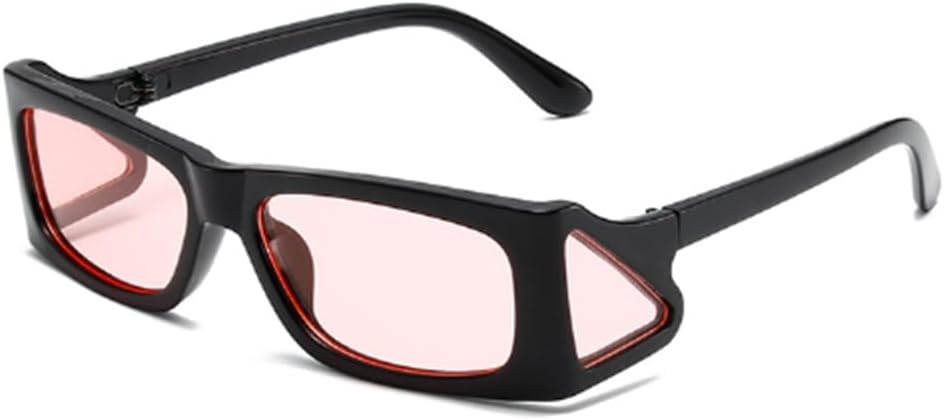 

Солнцезащитные очки в стиле панк, квадратные, с боковыми линзами. Солнцезащитные очки для путешествий на открытом воздухе. Модные очки для повседневного ношения Weloveushop, Bright Black Frame Pink Flakes