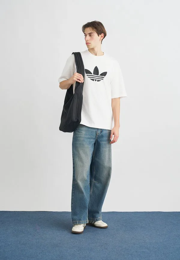 Футболка с принтом в виде трилистника Adidas Originals, White Black — фото 2