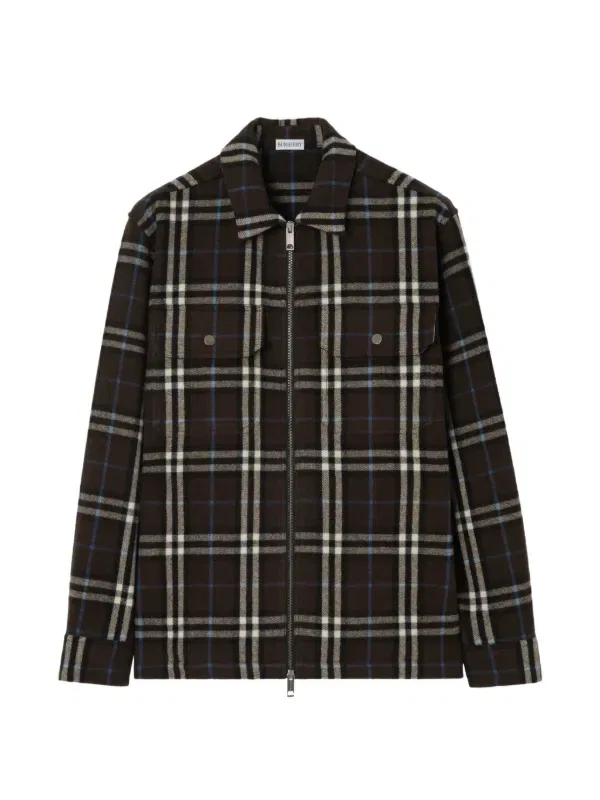 Рубашка Burberry из шерстяной фланели в клетку, коричневый
