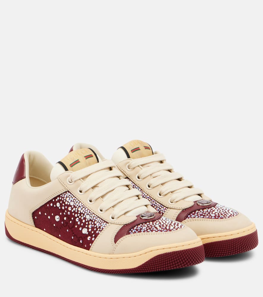 Кроссовки из декорированного холста и кожи Gucci, DM/RA-RA/C/C/RA/OW/R