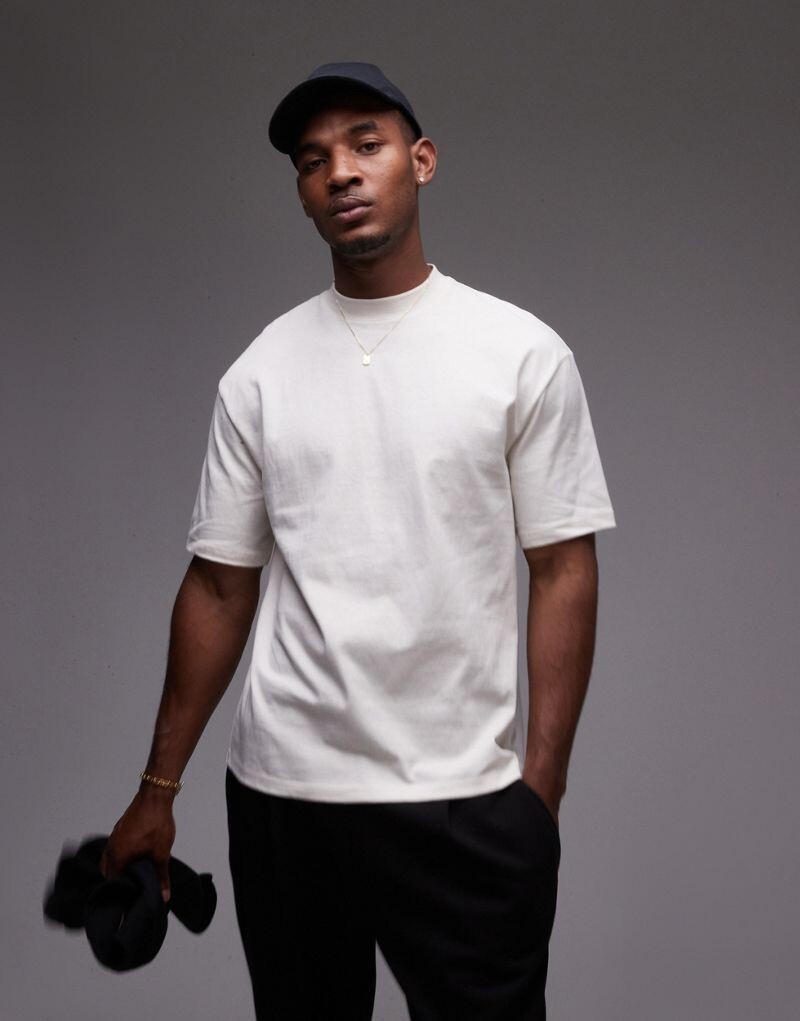 

Футболка оверсайз цвета экрю Topman