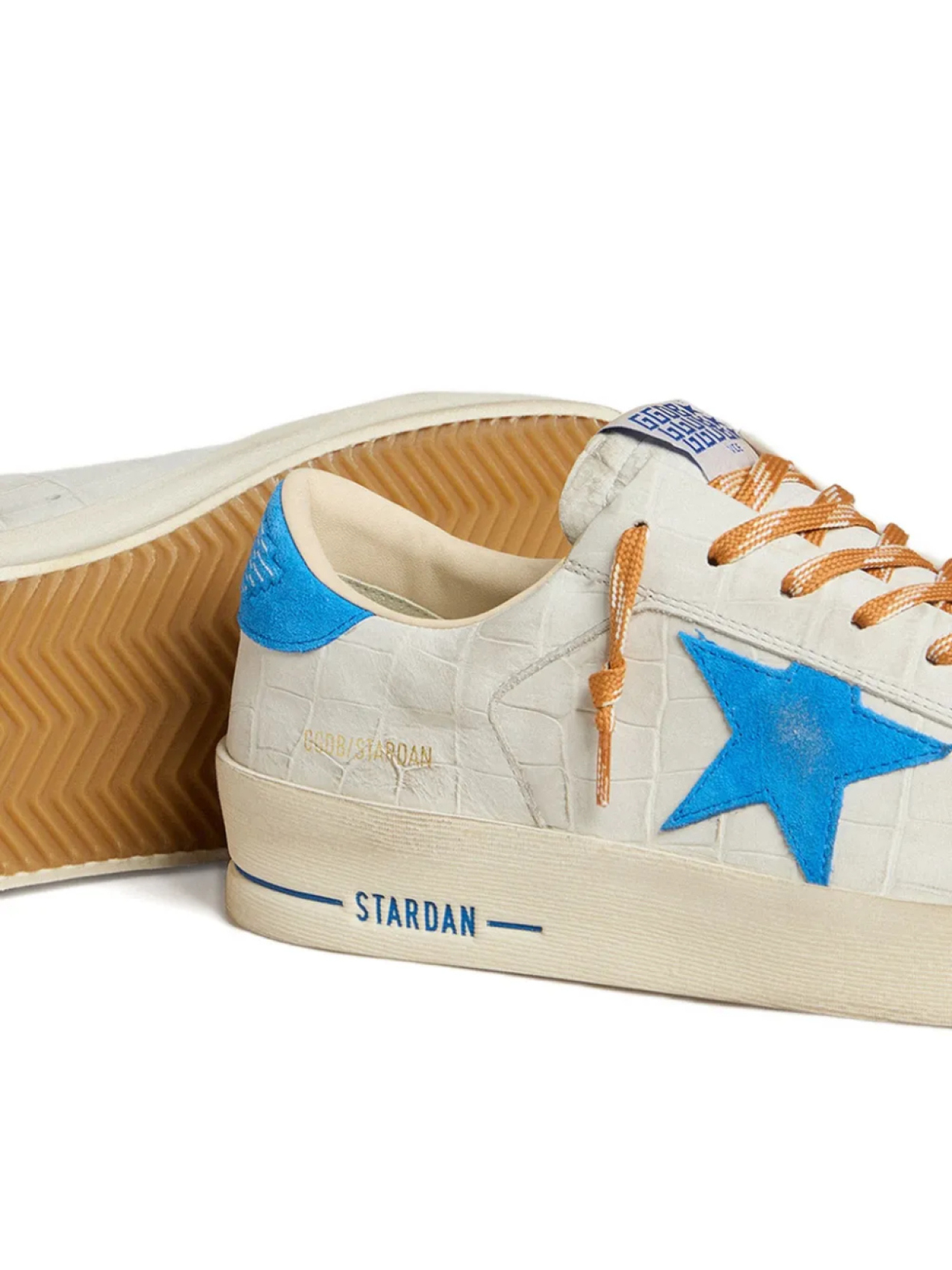Кроссовки Golden Goose Stardan с принтом звезд и эффектом крокодиловой кожи, белый — фото 4