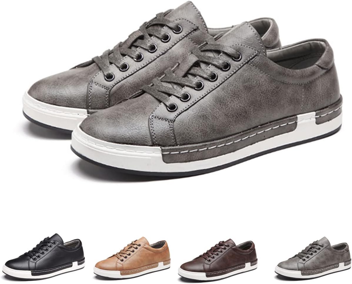 

Мужские кожаные повседневные кроссовки, дышащие низкие прогулочные туфли для бизнеса Ainijia&Holo, серый