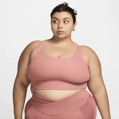

Спортивный бюстгальтер Nike Zenvy Rib, цвет Canyon Pink/Canyon Pink/White