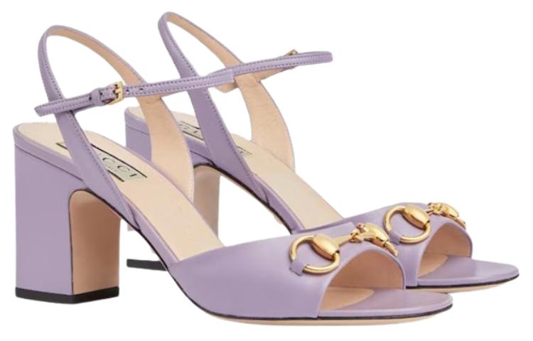 Gucci Сандалии Horsebit с одной лямкой, женские, фиолетовые — фото 4