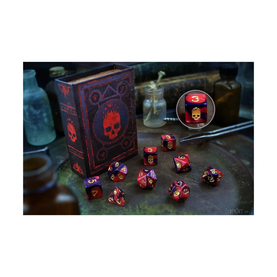 

Набор Poly — Знак Некрономикона, красный и черный с золотом (9), Elder Dice