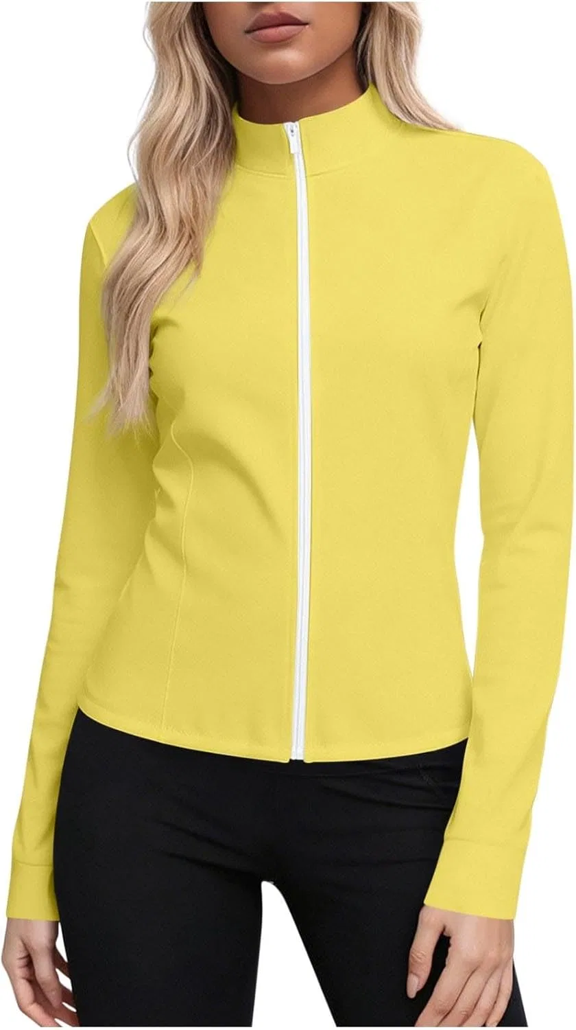 Женская куртка UPF 50+ с длинным рукавом и молнией, 3a-yellow
