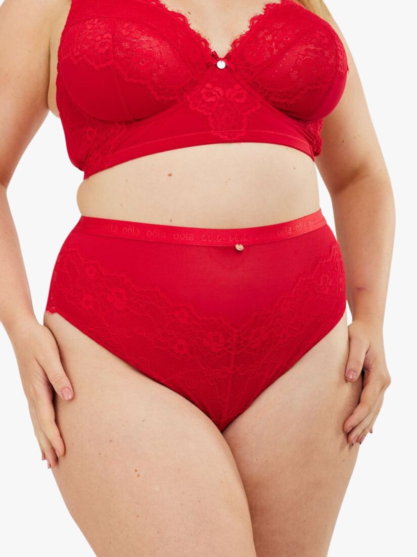 

Трусики с высокой талией и логотипом Oola Lingerie, красный