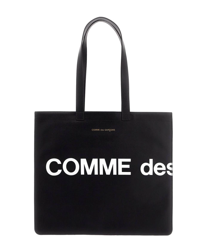 

Кожаная большая сумка с логотипом Comme Des Garçons, черный