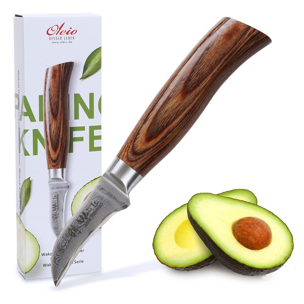 

Нож для очистки овощей Wakoli EDIB Pro Damascus и нож для очистки овощей I лезвие 6 см I деревянная ручка Pakka