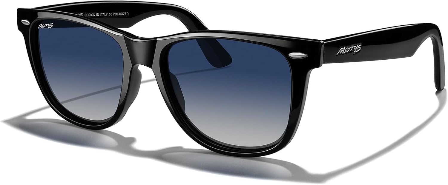 

Классические квадратные поляризованные солнцезащитные очки MERRY для женщин и мужчин, ретро-дизайнерские солнцезащитные очки UV400 S6140 MERRY'S, Black Frame/Blue Tinted Gradient Lens