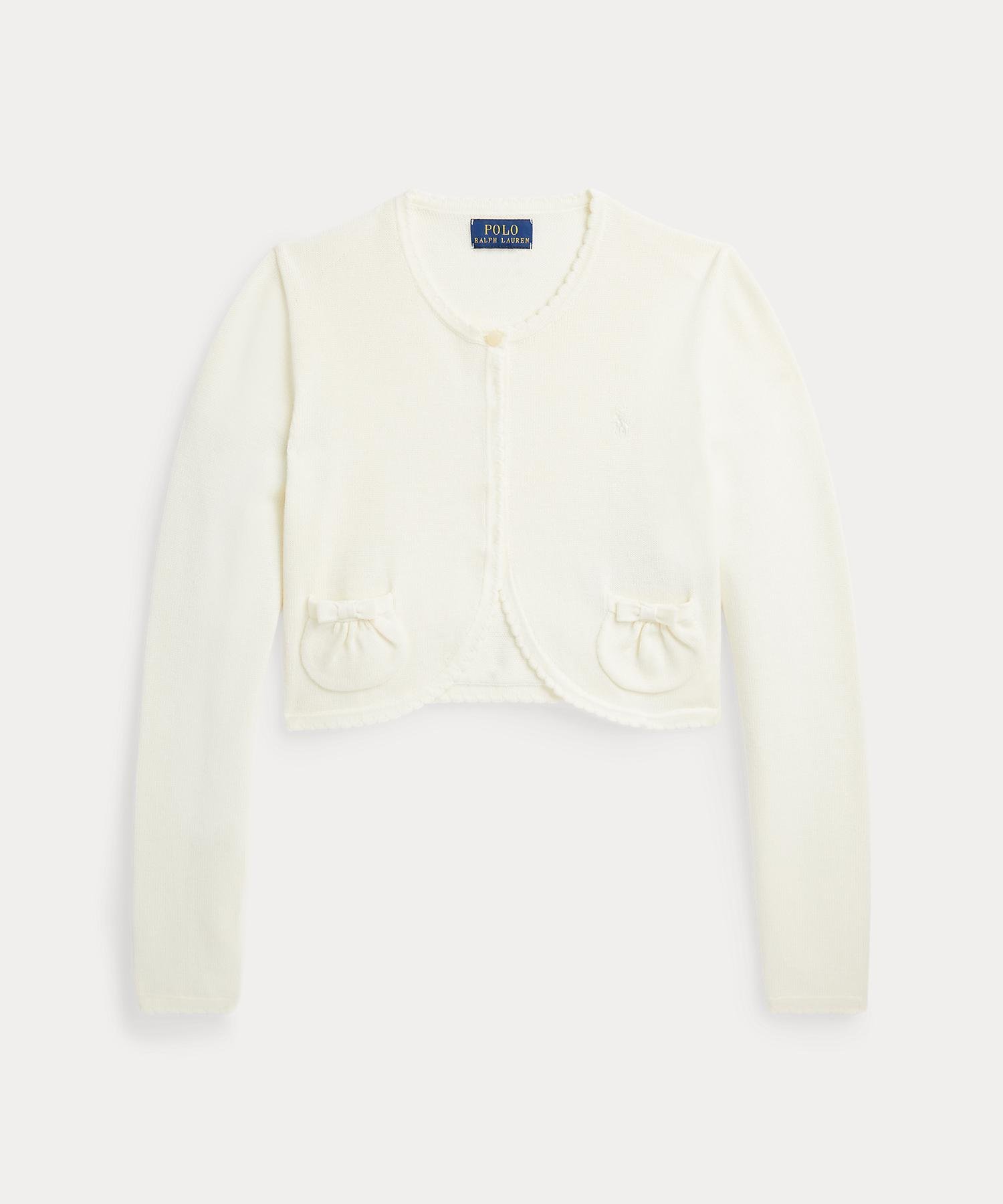 (Девочки 7-16 лет) Хлопковый кардиган с фестончатой отделкой Polo Ralph Lauren, 101 Natural